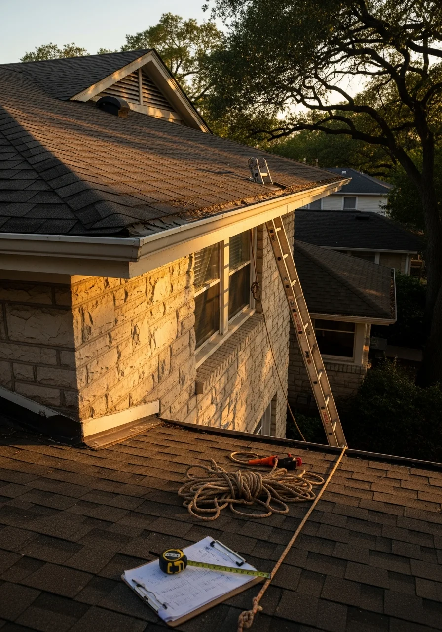 Austin homeowner and contractor reviewing project plans on residential property.