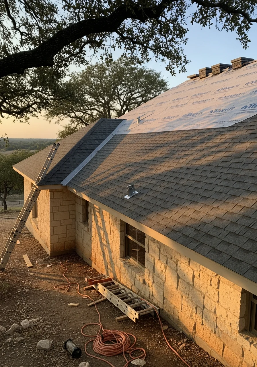 San Marcos homeowner and contractor standing together at completed project site.